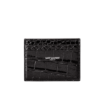 YSL Paris Card Case Black Croc