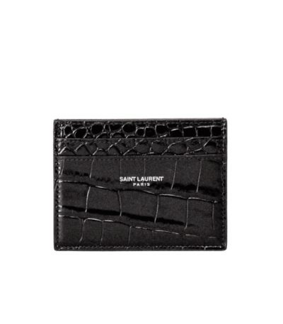 YSL Paris Card Case Black Croc