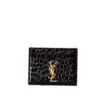 YSL Cassandre Cardholder Black Crocodile-Embossed Leather