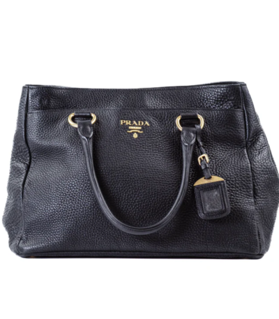 Prada Shoulder Bag Black Pebbled Leather 2108