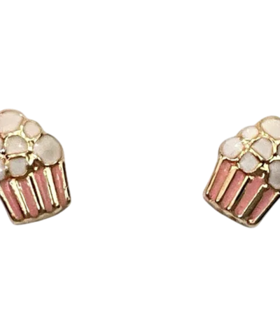14k Yellow Gold Cupcake Baby Earring With Safety Back
