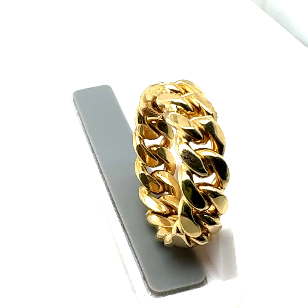 10mm Miami Cuban Link 18k solid Gold ring