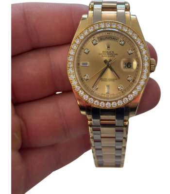 Rolex Day-Date Master Piece Tri-Color Factory Diamond Dial & Bezel 12.5