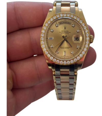Rolex Day-Date Master Piece Tri-Color Factory Diamond Dial & Bezel 12.5