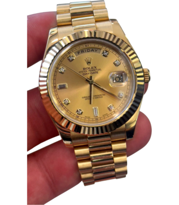Rolex Day-Date Yellow Gold 41mm Presi Champ Diamond Dial 8 Screws