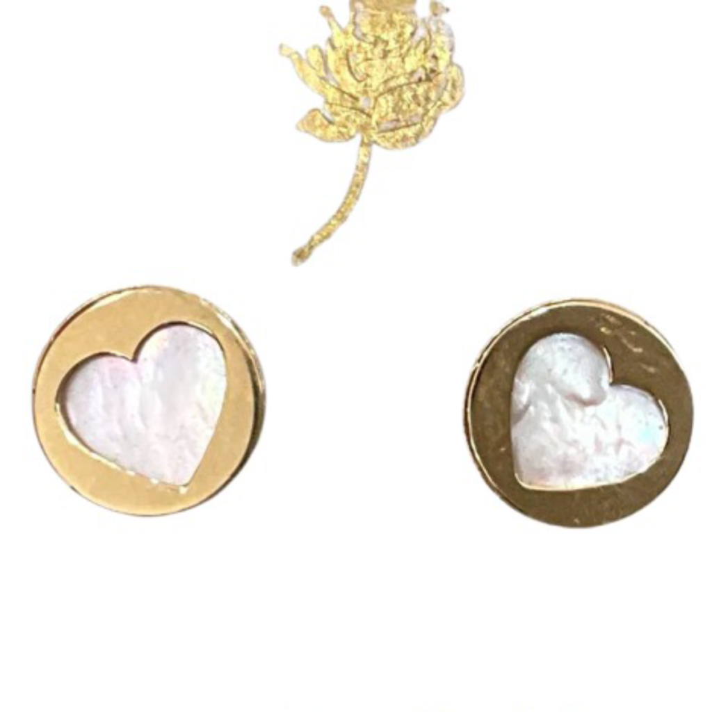 14K Yellow Gold Baby Earring Pearl Hearts BabY Back For Safety