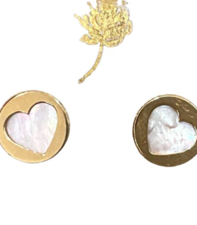 14K Yellow Gold Baby Earring Pearl Hearts BabY Back For Safety