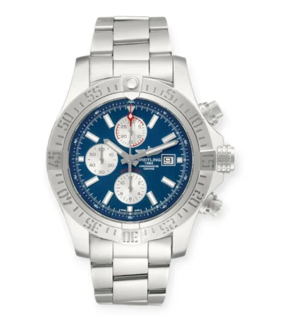 Breitling Aeromarine Super Avenger A13371 Blue Dial Steel Mens Watch