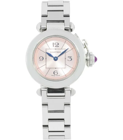 Cartier Pasha W3140008 with Pink Dial with Blue Hands