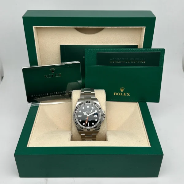 Rolex Explorer II Steel Orange Hand Black Dial Men Watch 226570 B&P