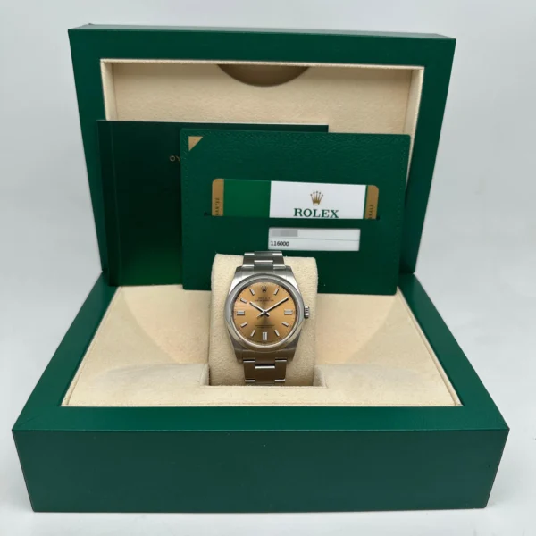 Rolex Oyster Perpetual 116000 36mm Steel Grape Dial Automatic Mens Watch B&P